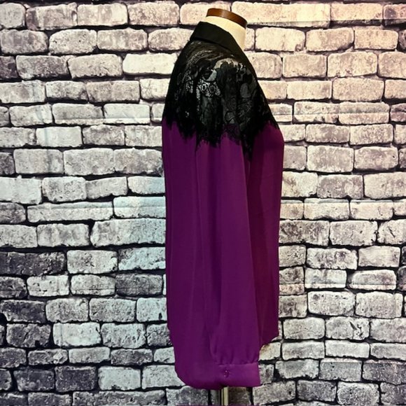 Metaphor Purple & Black Button Down Blouse Size M - Picture 8 of 9